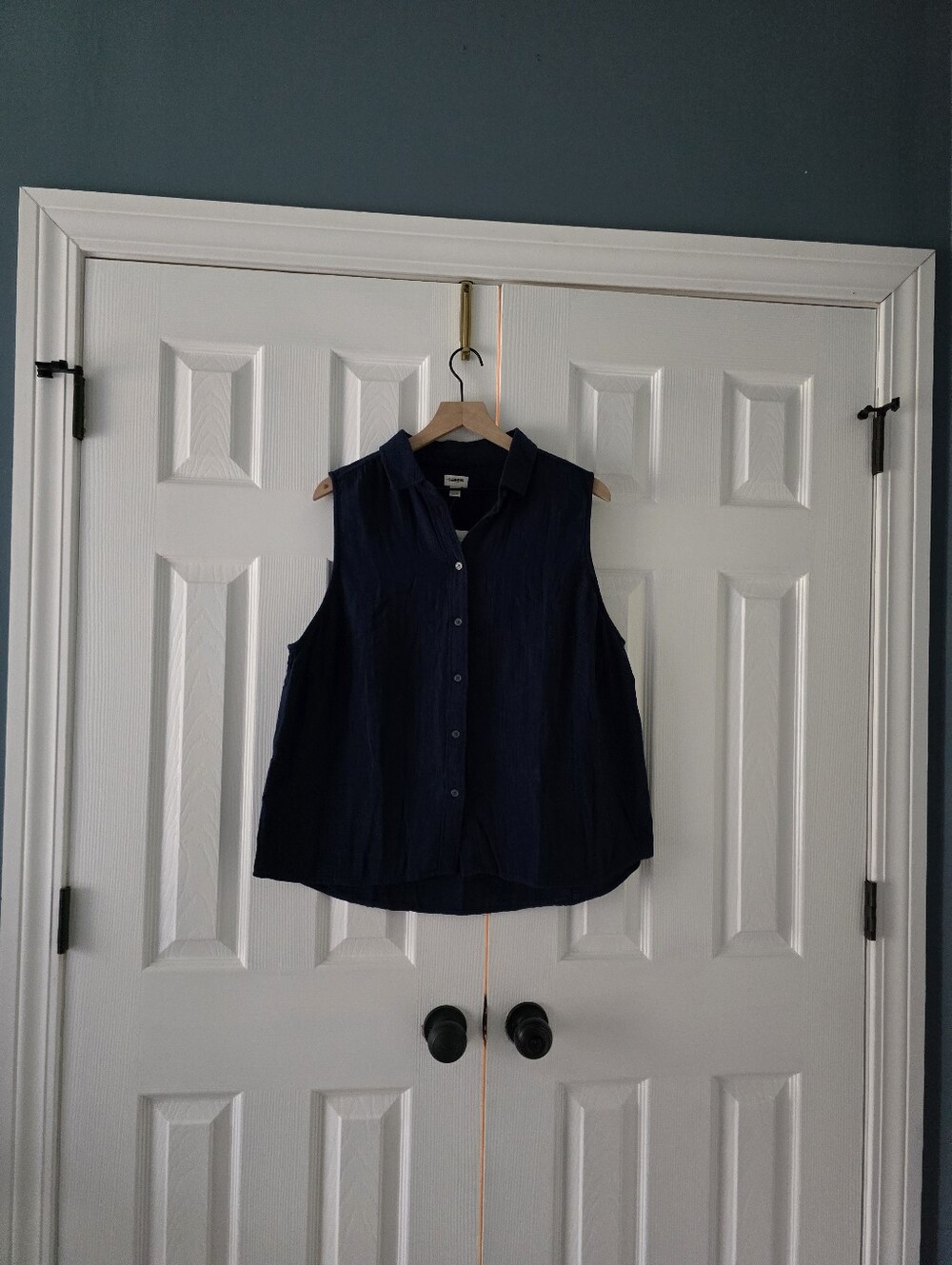 Girls' Navy Sleeveless Button-Front Top